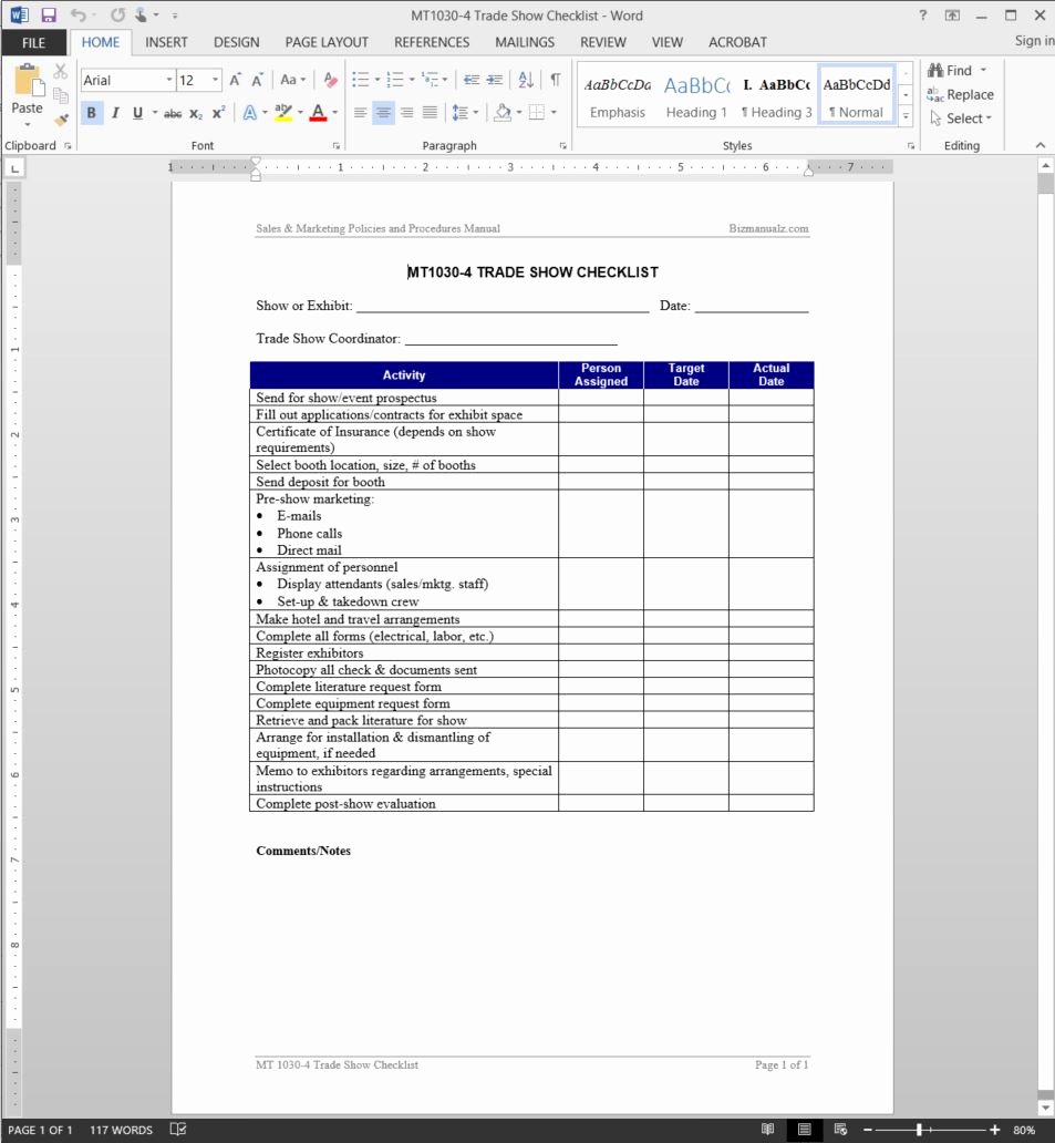 Trade Show Lead form Template New Trade Show Checklist Template