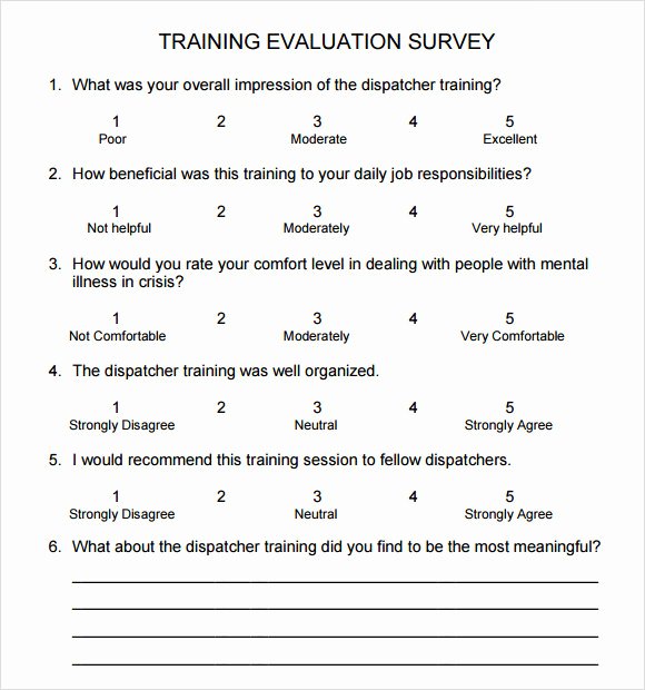 Training Evaluation form Template Awesome Free 15 Sample Training Survey Templates In Google Docs