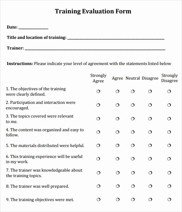 Training Evaluation form Template Awesome Free 6 Sample Training Evaluations In Word