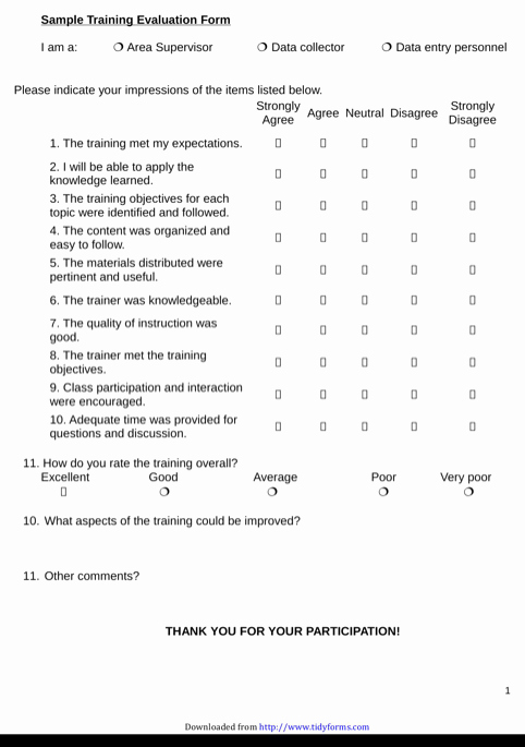 Training Evaluation form Template Best Of Download Training Evaluation form for Free formtemplate