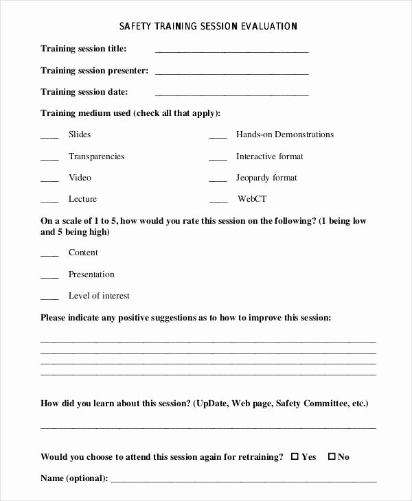 Training Evaluation form Template Best Of Free 26 Training Evaluation form Templates