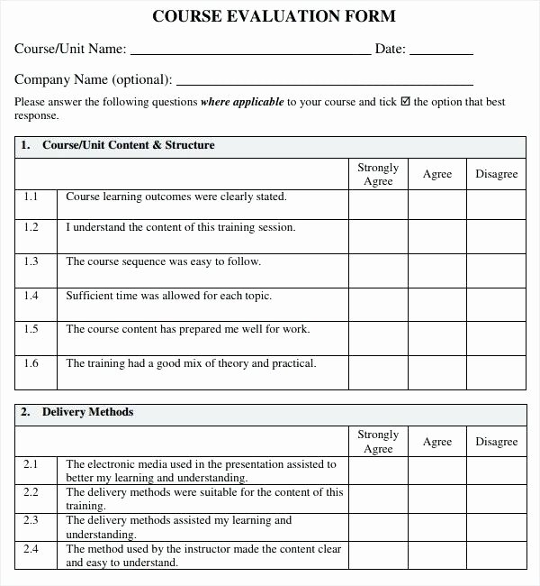 Training Evaluation form Template Elegant Training Evaluation Survey Template