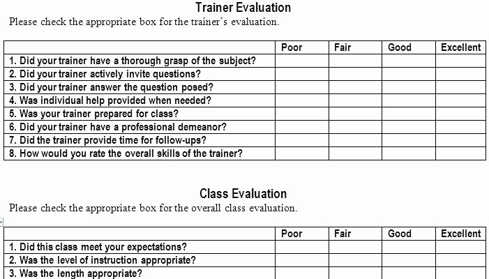 Training Evaluation form Template Lovely Training Evaluation Survey Template