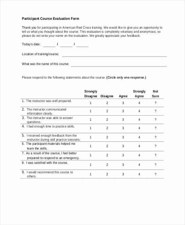 Training Evaluation form Template Luxury Free 27 Training Evaluation form Examples