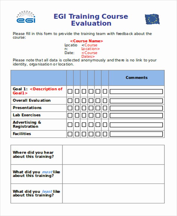 Training Evaluation form Template Unique Sample Training Evaluation form In Doc 10 Examples In Word
