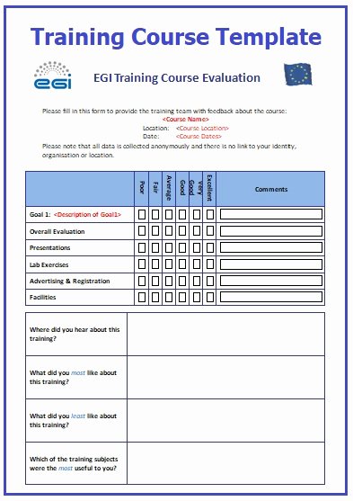 Training Evaluation form Template Unique Training Course Templates