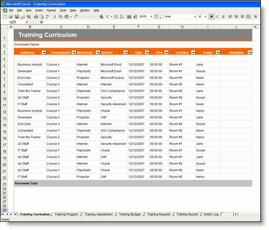 Training Plan Template Excel Luxury Training Plan Template 20 Page Word &amp; 14 Excel forms