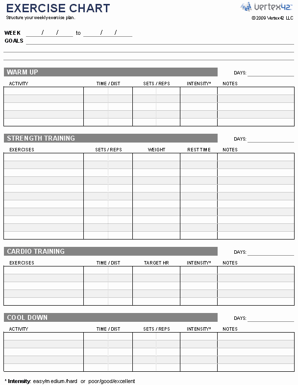 Training Schedule Template Excel Inspirational Free Exercise Chart or Ms Excel Use This Template to