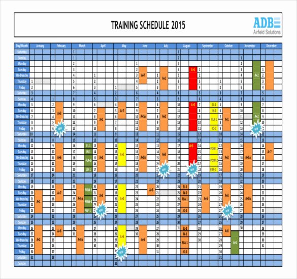 Training Schedule Template Excel Unique Training Calendar Template 36 Free Word Pdf Psd