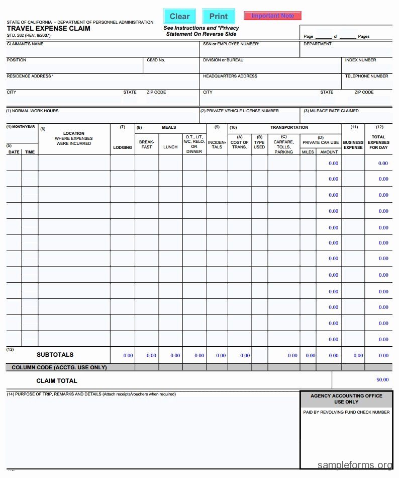 Travel Expense form Template Awesome Travel Expense Claim form Sample forms