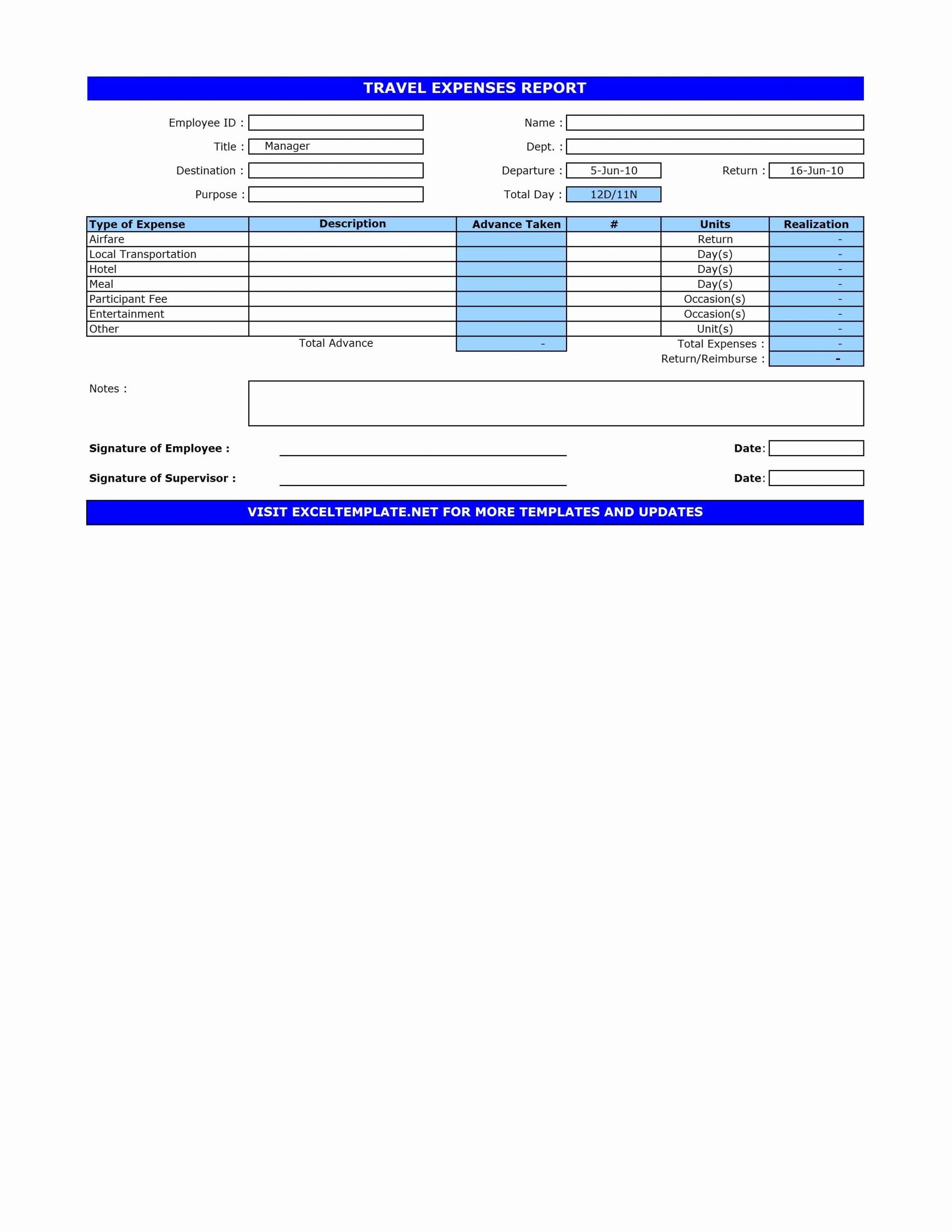 Travel Expense form Template Beautiful Travel Expenses Report Template