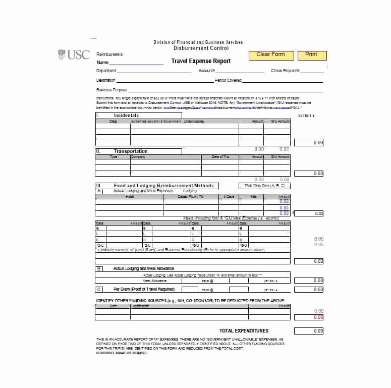 Travel Expense form Template Elegant 46 Travel Expense Report forms &amp; Templates Template Archive