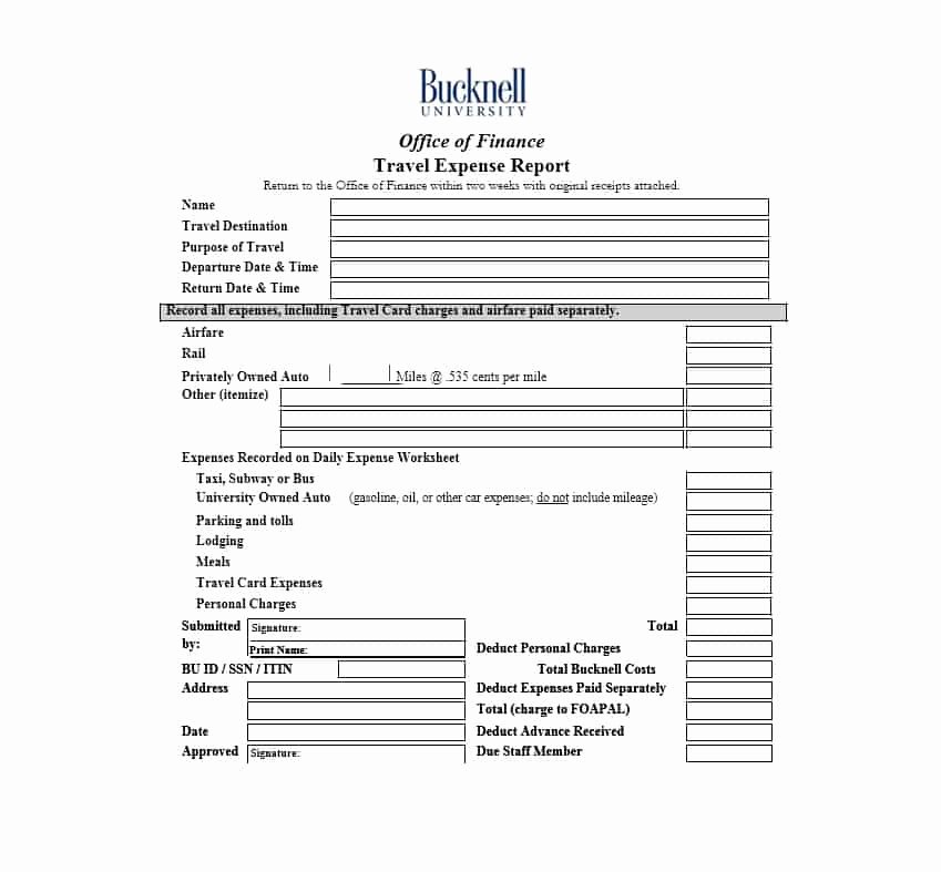Travel Expense form Template Fresh 46 Travel Expense Report forms &amp; Templates Template Archive
