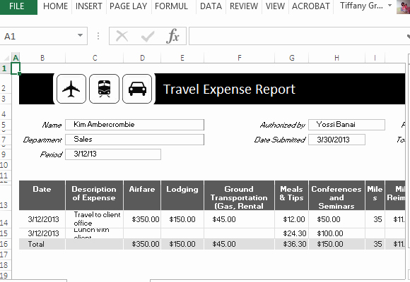 Travel Expense form Template Fresh Travel Expense Report Template for Excel