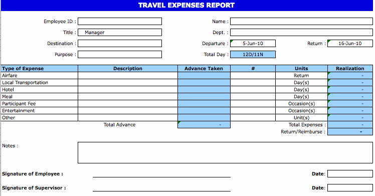 Travel Expense form Template Fresh Travel Expense Template