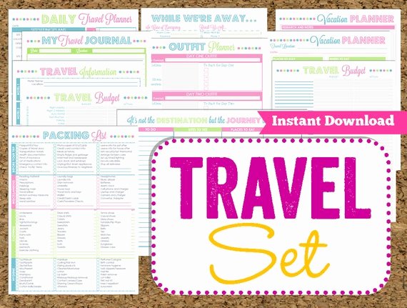 Travel Itinerary Planner Template Awesome Instant Download Travel Printables Vacation Planner 14 Pdf