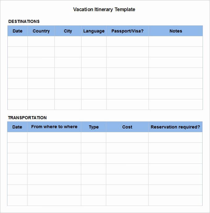 Travel Itinerary Planner Template Awesome Vacation Planner Template
