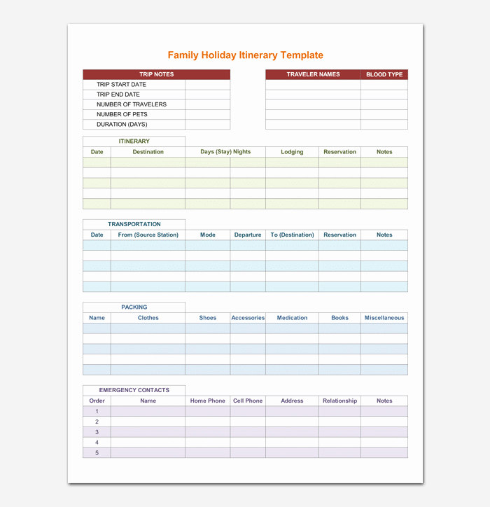 Travel Itinerary Planner Template Fresh Vacation Itinerary Template 5 Planners for Word Doc