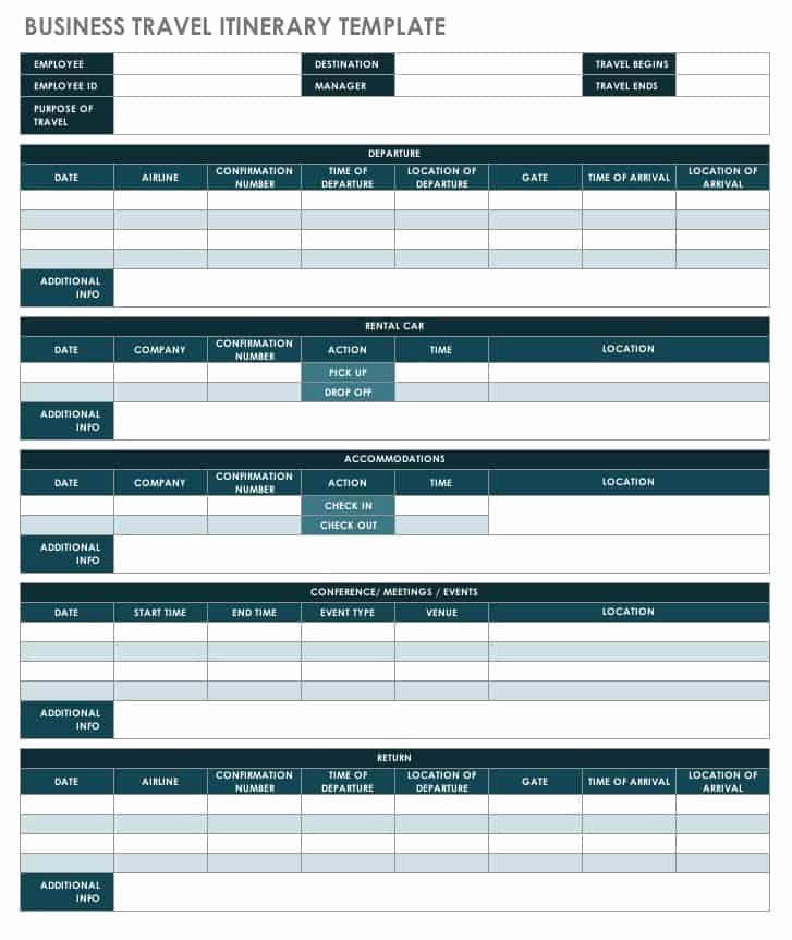 Travel Itinerary Planner Template Inspirational Free Itinerary Templates