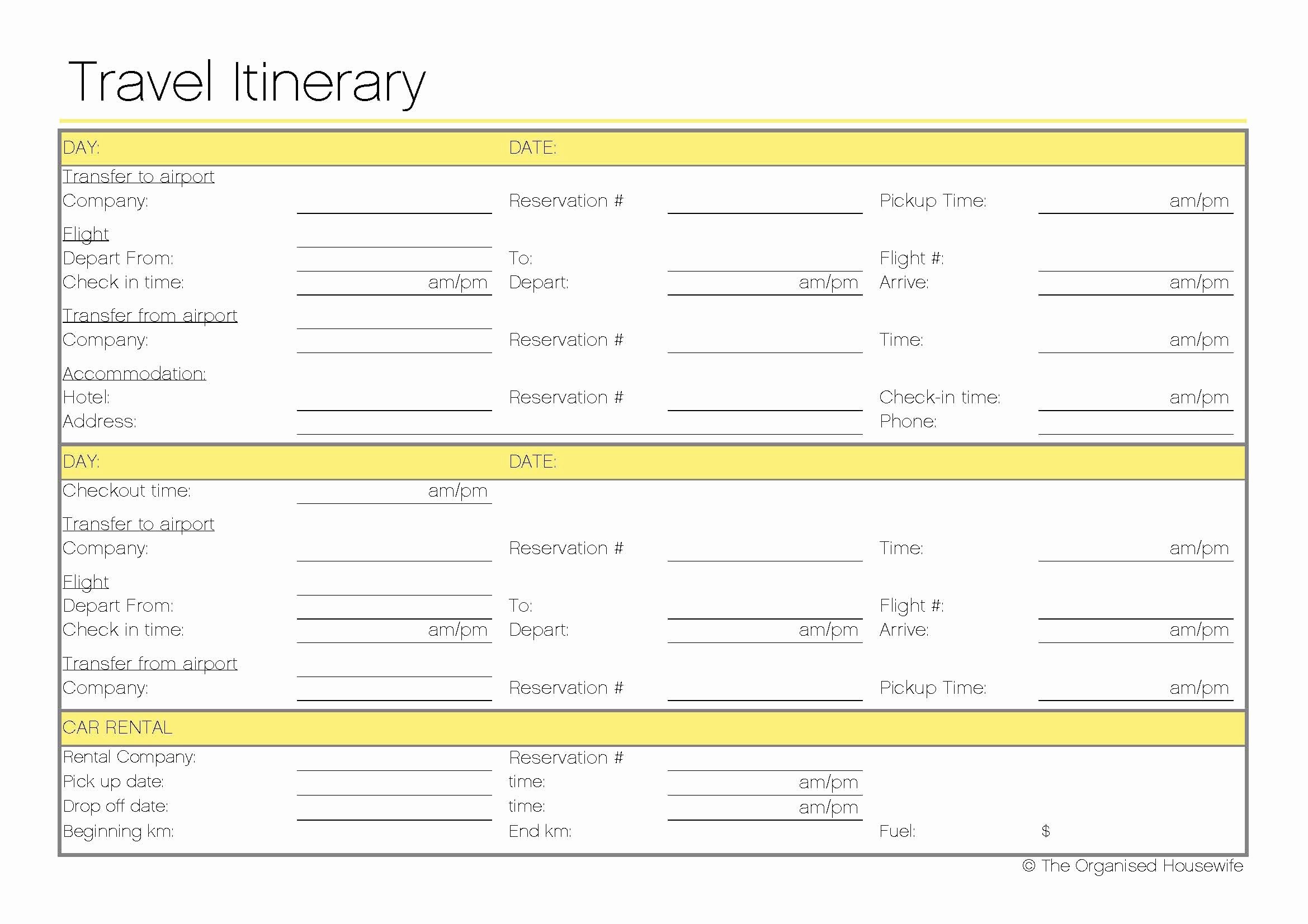 Travel Itinerary Planner Template Inspirational Free Printable – Travel Itinerary