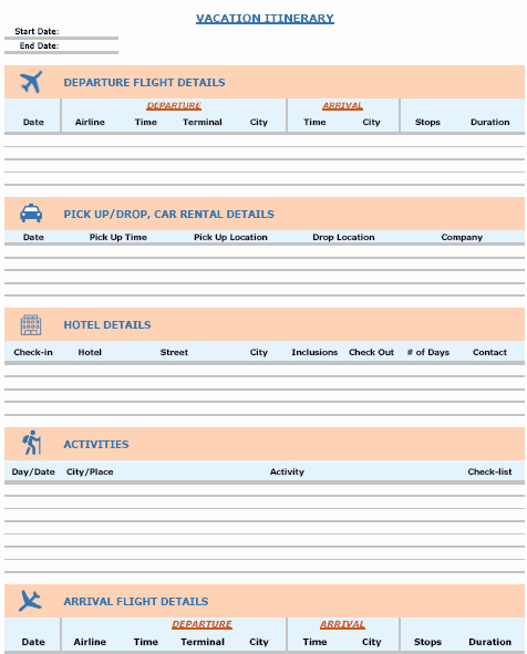 Travel Itinerary Planner Template Unique 15 Free Travel Itinerary Templates Vacation &amp; Trip