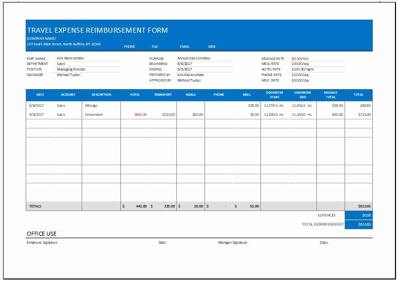 Travel Reimbursement form Template Best Of Expense Reimbursement form Templates for Excel