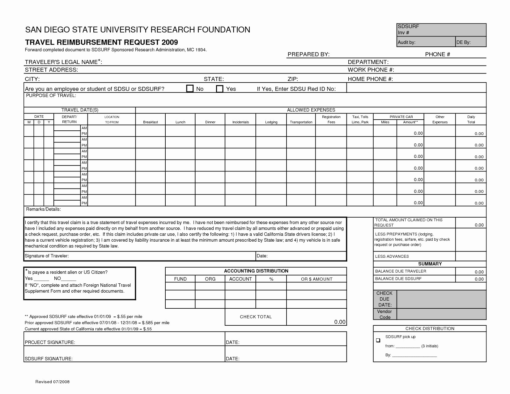 Travel Reimbursement form Template Fresh Travel Reimbursement form Template