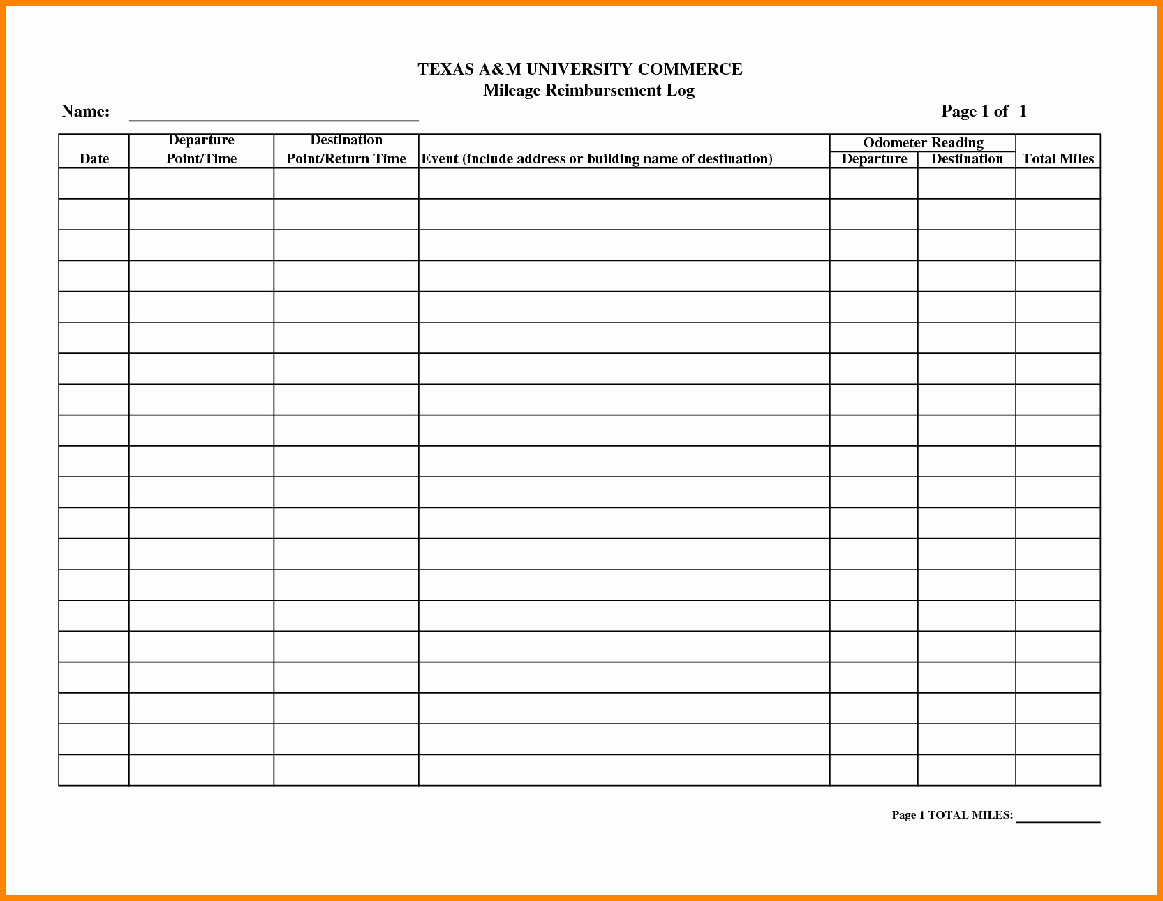 Travel Reimbursement form Template Inspirational Mileage Reimbursement form Excel