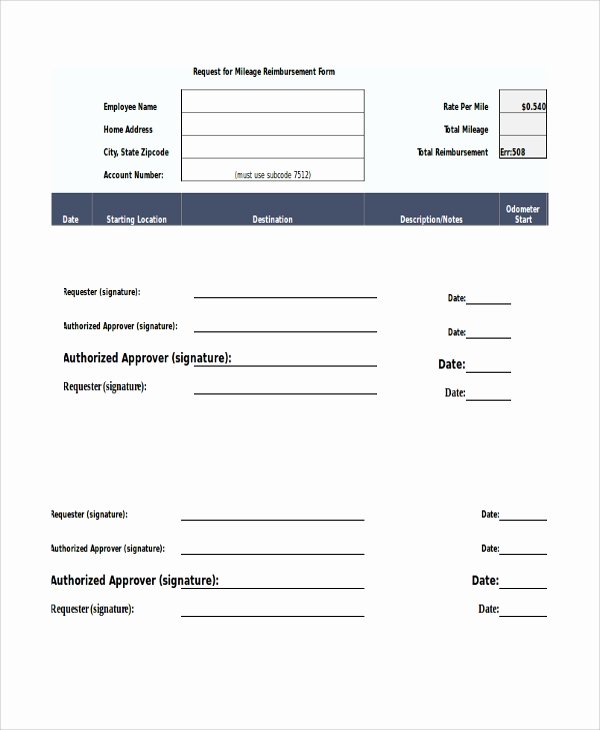 Travel Reimbursement form Template Luxury Sample Mileage Reimbursement form 11 Examples In Word