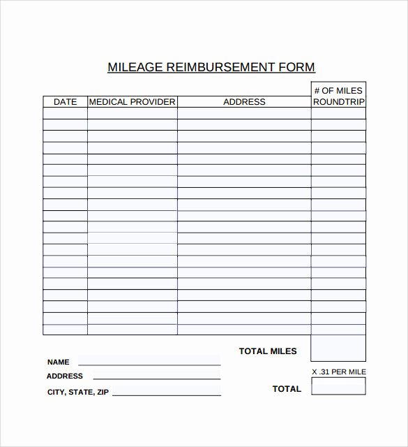 Travel Reimbursement form Template Luxury Sample Mileage Reimbursement form 8 Download Free