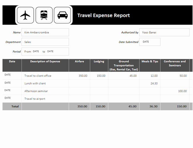 Travel Reimbursement form Template New Travel Expense Report