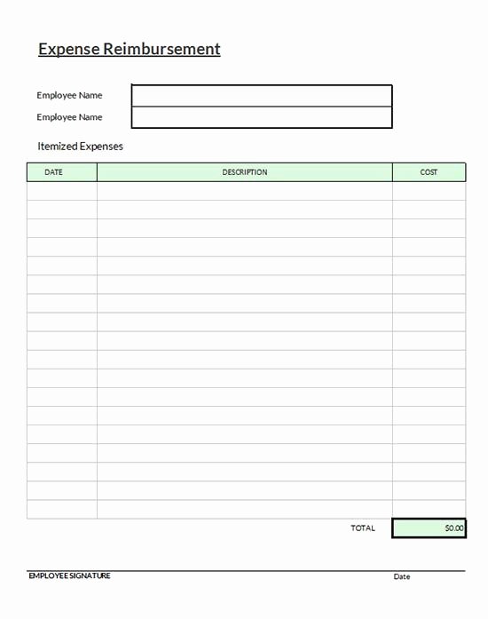 Travel Reimbursement form Template Unique Expense Reimbursement form Template Download Excel