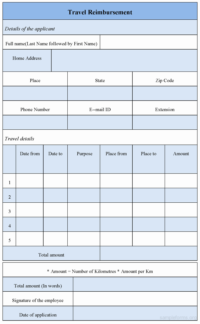 Travel Reimbursement form Template Unique Reimbursement form Template