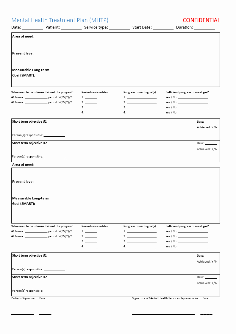 Treatment Plan Template Mental Health Elegant Mental Health Treatment Plan