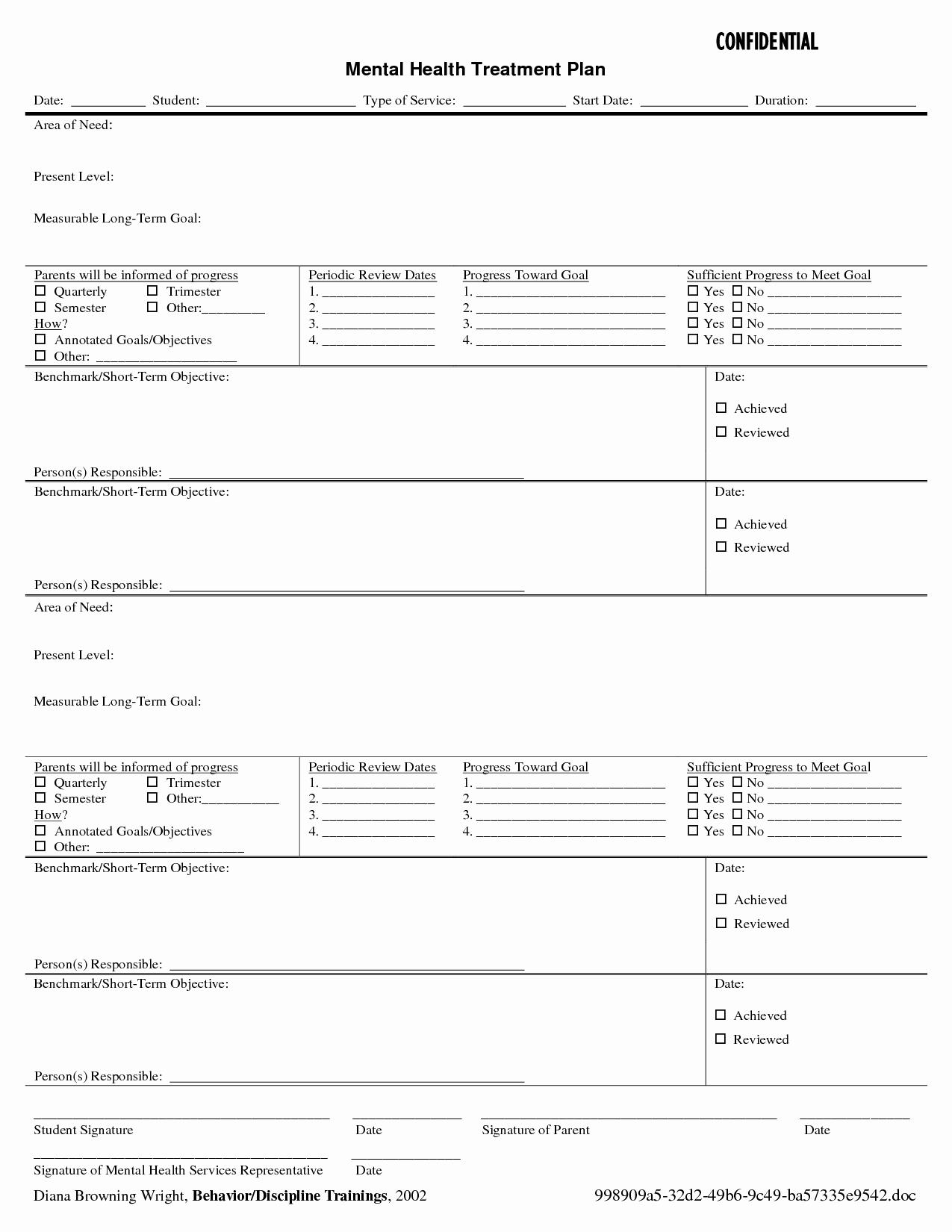 Treatment Plan Template Mental Health Lovely Mental Health Treatment Plan Template