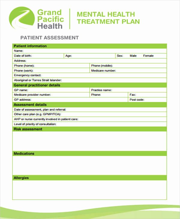 Treatment Plan Template Mental Health New Hardel Muzik