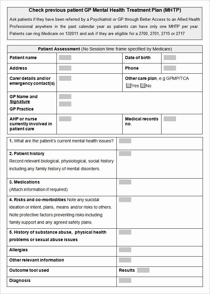 Treatment Plan Template Mental Health Unique Mental Health Care Plan Templates 17 Free Word Pdf