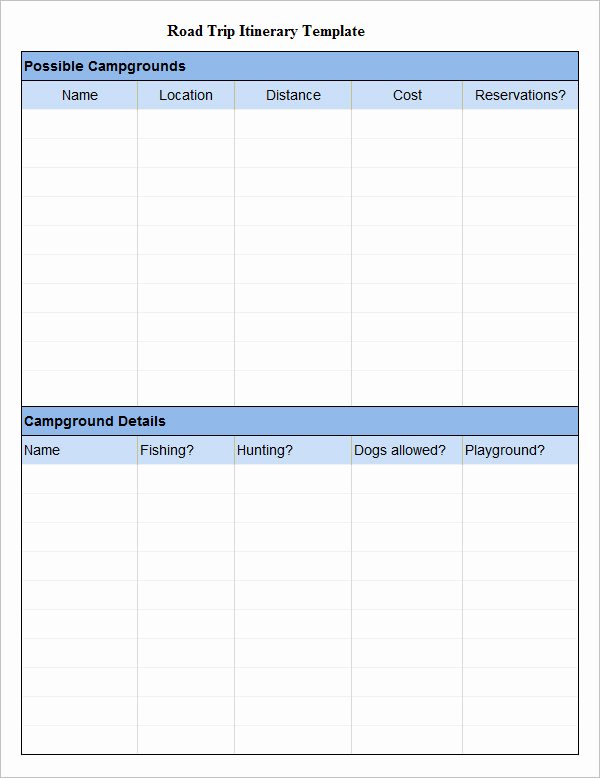 Trip Itinerary Planner Template Awesome 4 Sample Road Trip Itinerary Templates Doc Pdf