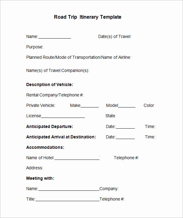 Trip Itinerary Planner Template Awesome Road Trip Planner Template