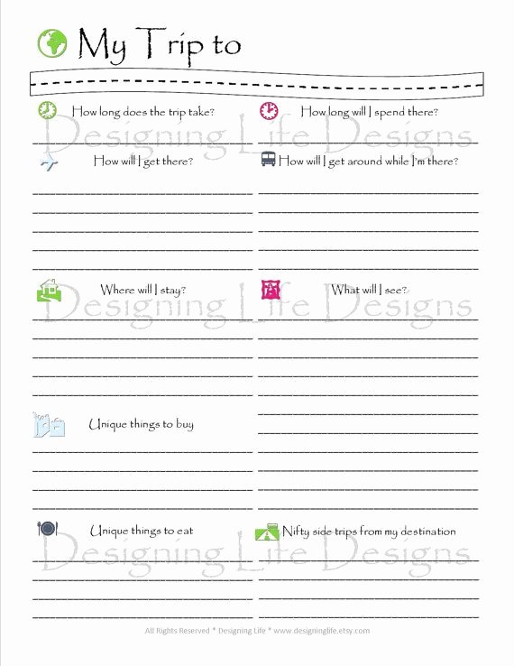 Trip Itinerary Planner Template Awesome Vacation Travel Planner Printable Pdf Sheets My Trip to