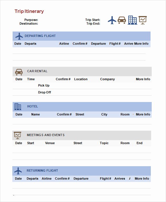 Trip Itinerary Planner Template Lovely Free 6 Sample Trip Itinerary Templates In Pdf