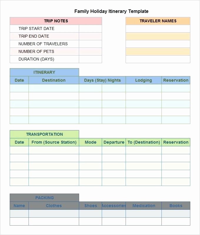 Trip Planner Template Excel Elegant 15 Iternerary with Balance Sheet