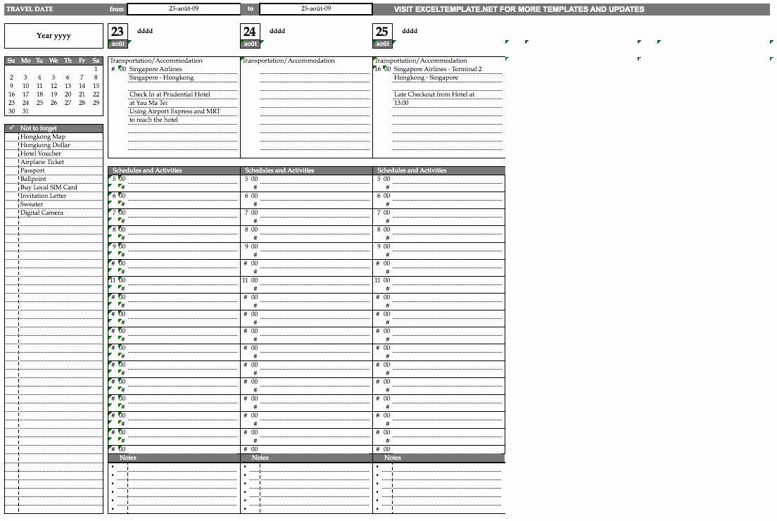 Trip Planner Template Excel Elegant Travel Planner Template Exceltemplate