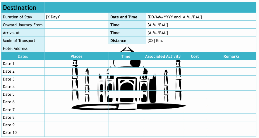 Trip Planner Template Excel Inspirational 9 Useful Travel Itinerary Templates that are Free