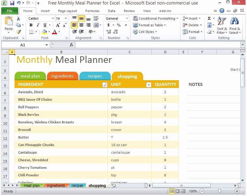 Trip Planner Template Excel New Free Monthly Meal Planner for Excel