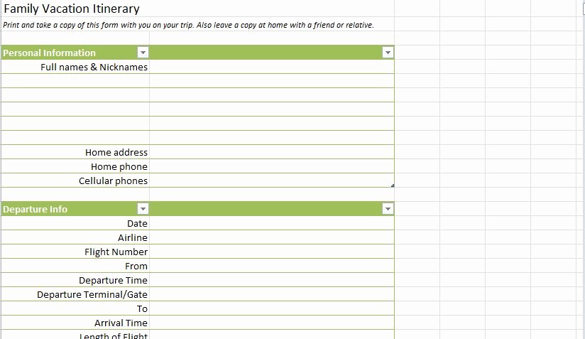 Trip Planner Template Excel Unique Blank Itinerary Templates Word Excel Samples