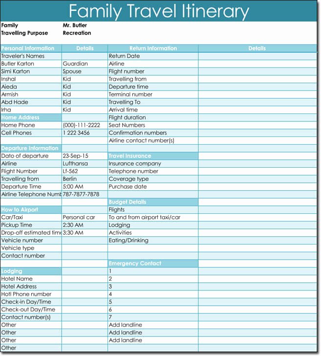 Trip Planner Template Excel Unique Free Itinerary Templates to Perfectly Plan Your Trips