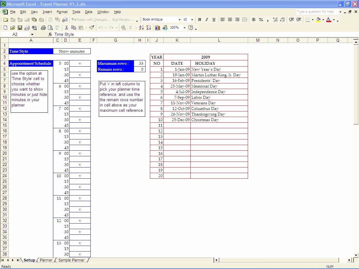 Trip Planner Template Excel Unique Travel Planner