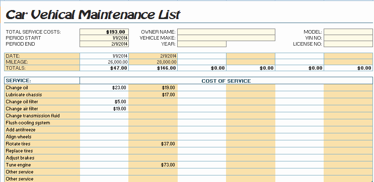 Truck Maintenance Schedule Template Awesome 4 Maintenance Templates Excel Xlts