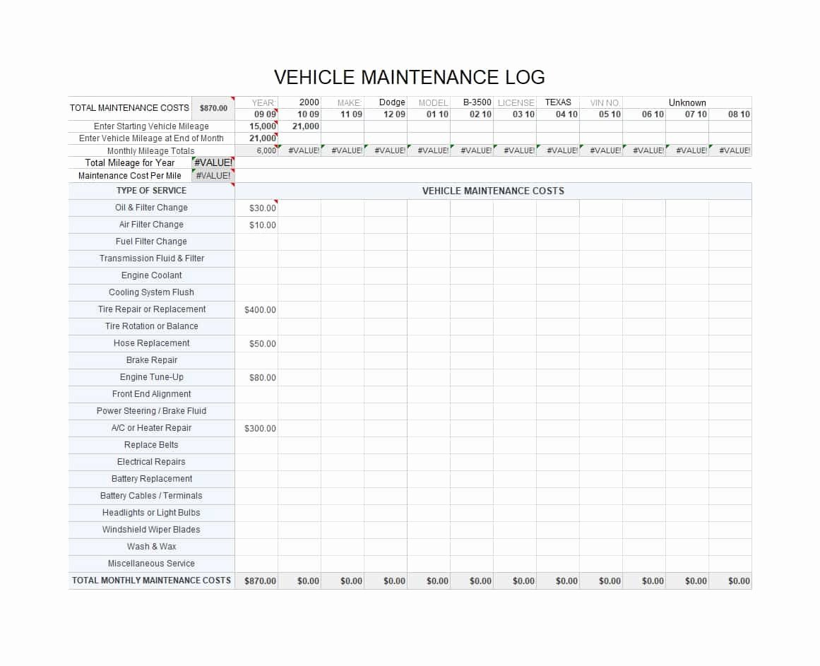 Truck Maintenance Schedule Template Best Of Preventive Maintenance Checklist for Semi Trucks Best